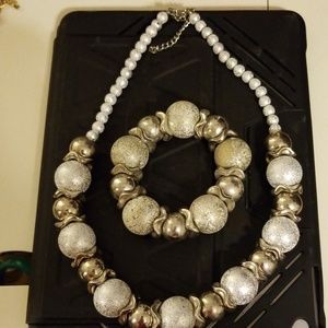 Silver necklace with matching bracelet